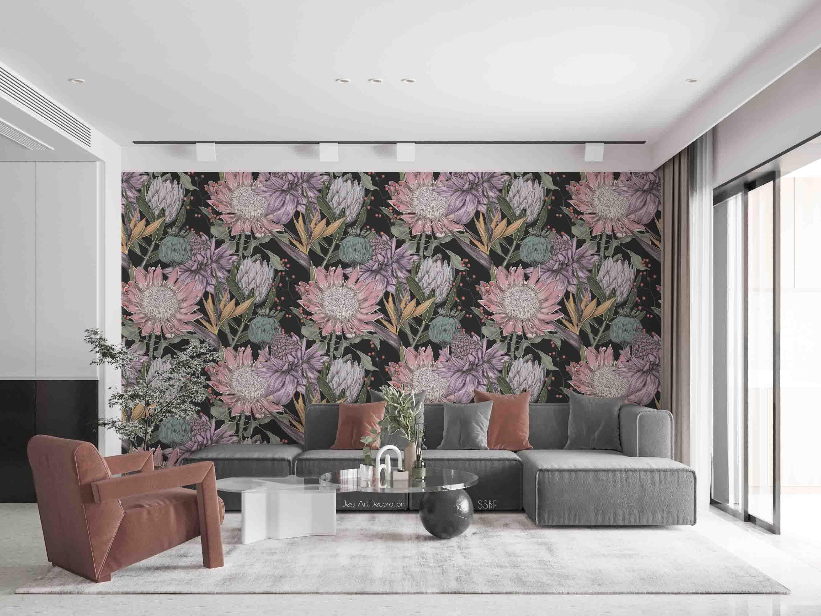 3D Vintage Blooming Flowers Leaves Pattern Wall Mural Wallpaper GD 3524- Jess Art Decoration