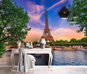 3D Eiffel Tower Canal Wall Mural Wallpaper 39- Jess Art Decoration