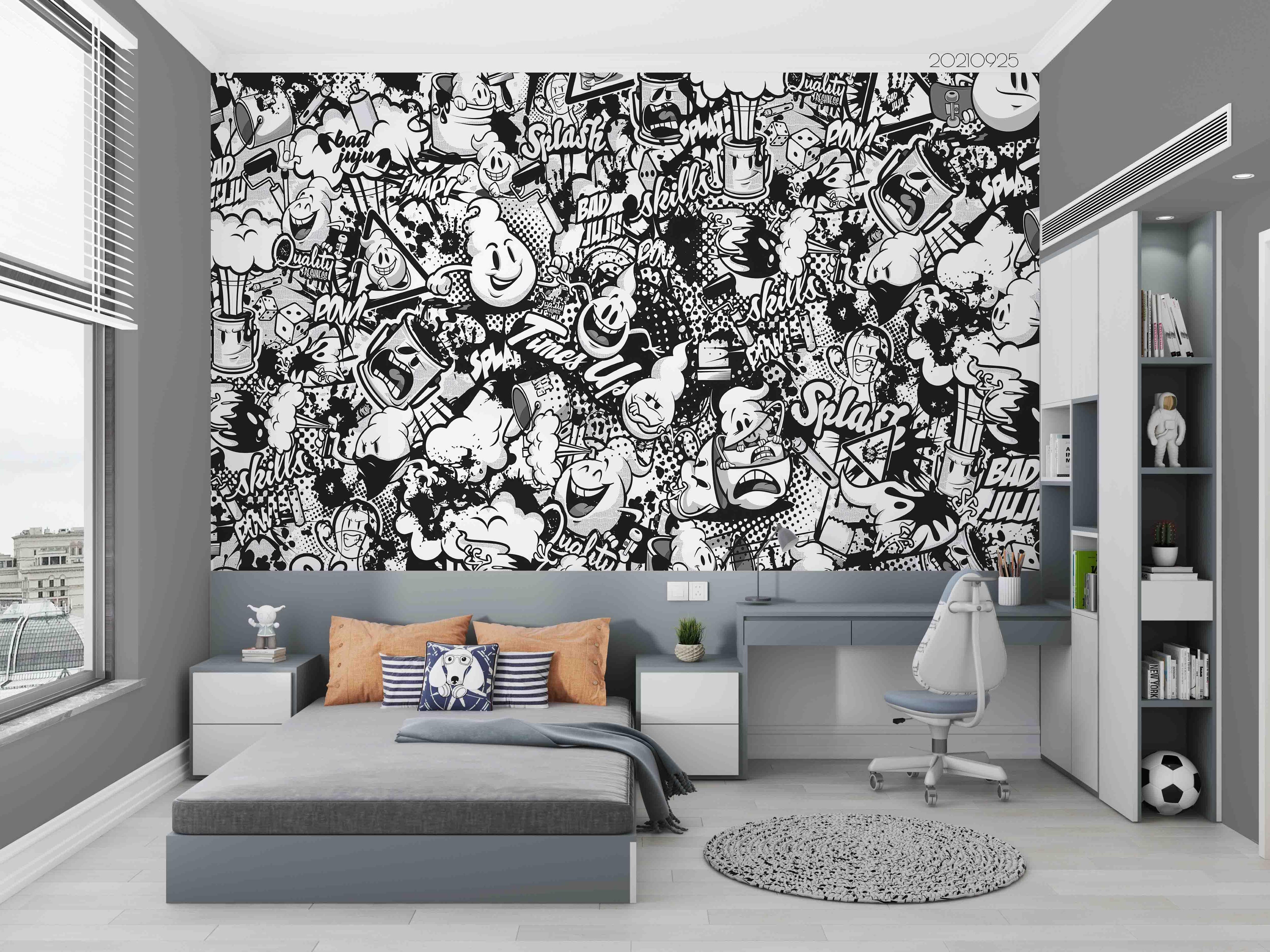 3D Abstract Graffiti Pattern Wall Mural Wallpaper LQH 338- Jess Art Decoration