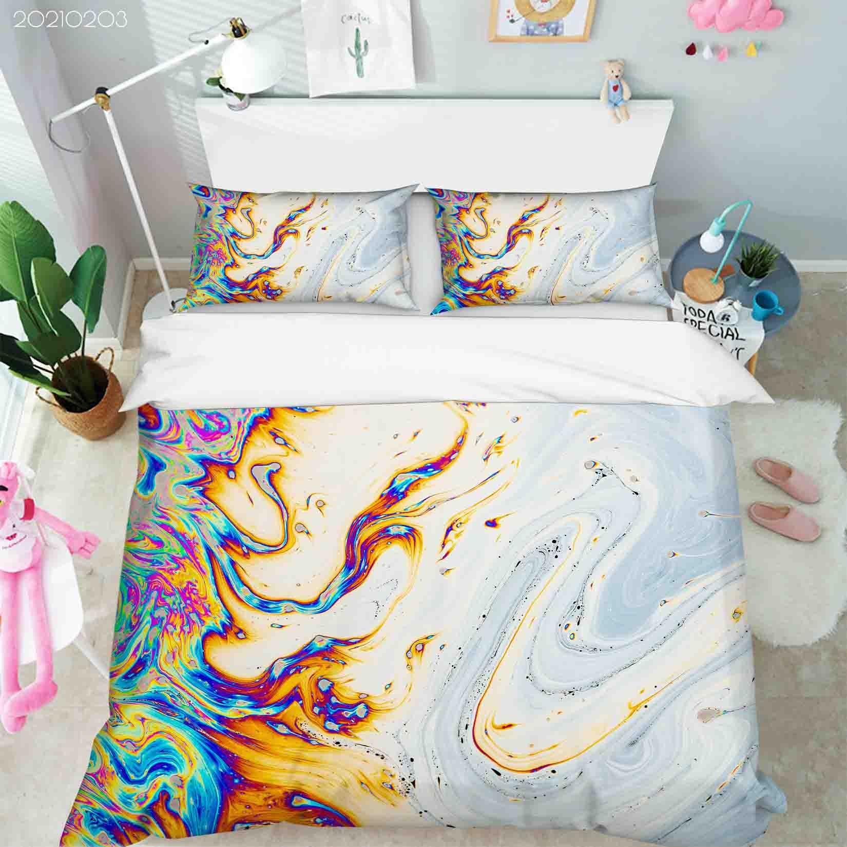 3D Abstract Color Marble Texture Quilt Cover Set Bedding Set Duvet Cover Pillowcases 13- Jess Art Decoration