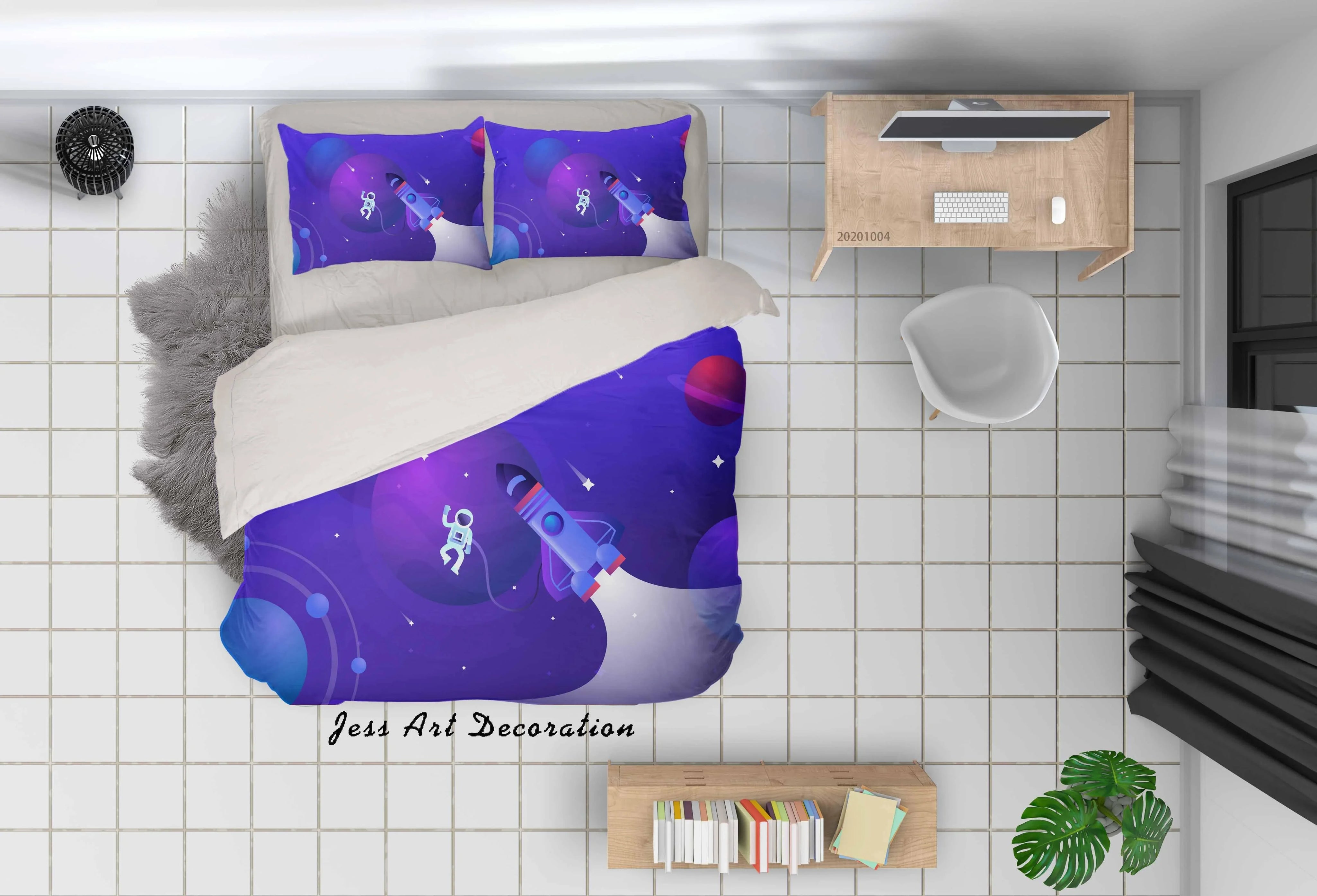3D Planet  Astronaut Spaceship Quilt Cover Set Bedding Set Duvet Cover Pillowcases WJ 9395- Jess Art Decoration