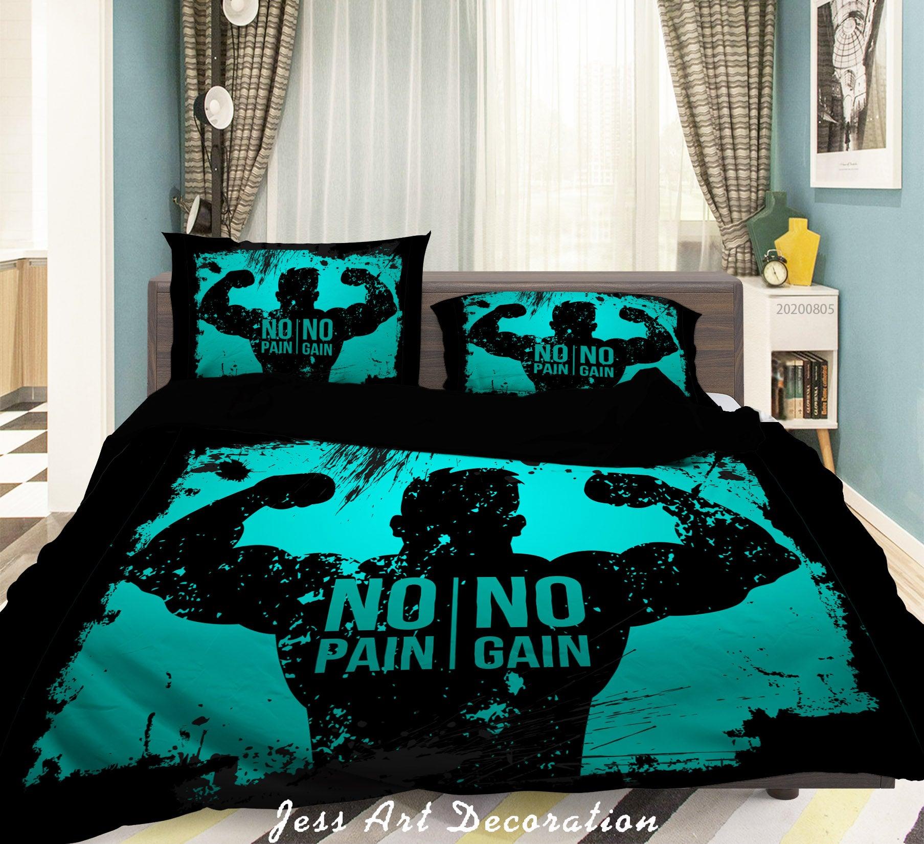 3D No Pain No Gain Quilt Cover Set Bedding Set Duvet Cover Pillowcases LXL 41- Jess Art Decoration