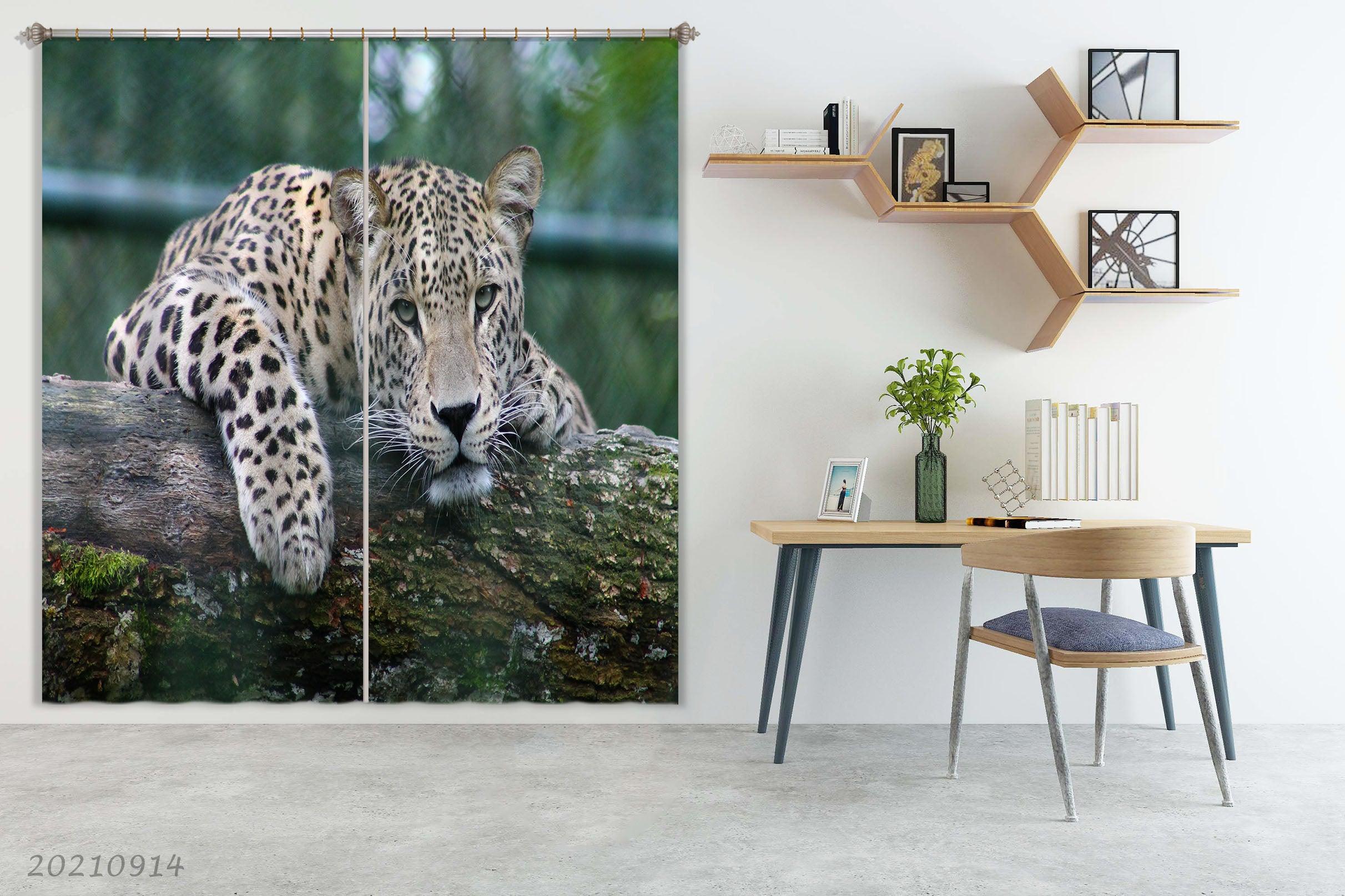 3D Zoo Animal Leopard Trunk Curtains and Drapes LQH 202- Jess Art Decoration