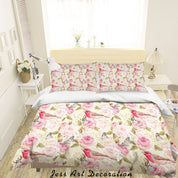 3D Yellow Red Floral Birds Quilt Cover Set Bedding Set Duvet Cover Pillowcases SF21- Jess Art Decoration