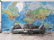 3D World Map Wall Mural Wallpaper WJ 6721- Jess Art Decoration