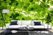 3D Green Plant Leaf Sunlit Wall Mural Wallpaper SWW3832- Jess Art Decoration
