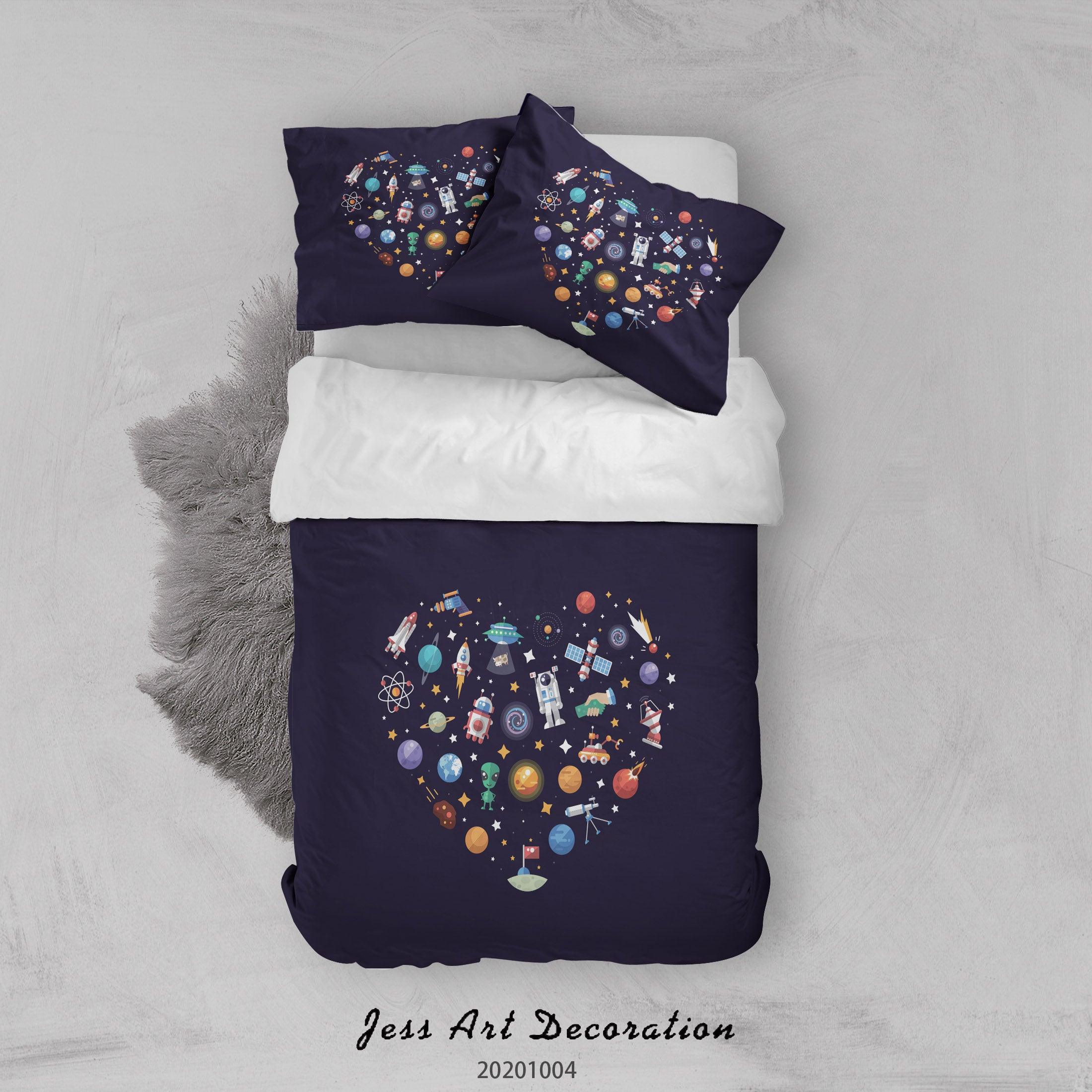 3D Planet Moon Sun Spaceship Pattern Quilt Cover Set Bedding Set Duvet Cover Pillowcases WJ 9321- Jess Art Decoration