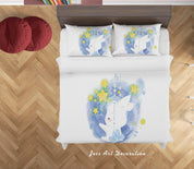 3D White Blue Rabbit Star Quilt Cover Set Bedding Set Duvet Cover Pillowcases SF90- Jess Art Decoration