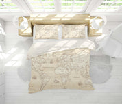 3D Retro World Map Quilt Cover Set Bedding Set Pillowcases 58- Jess Art Decoration
