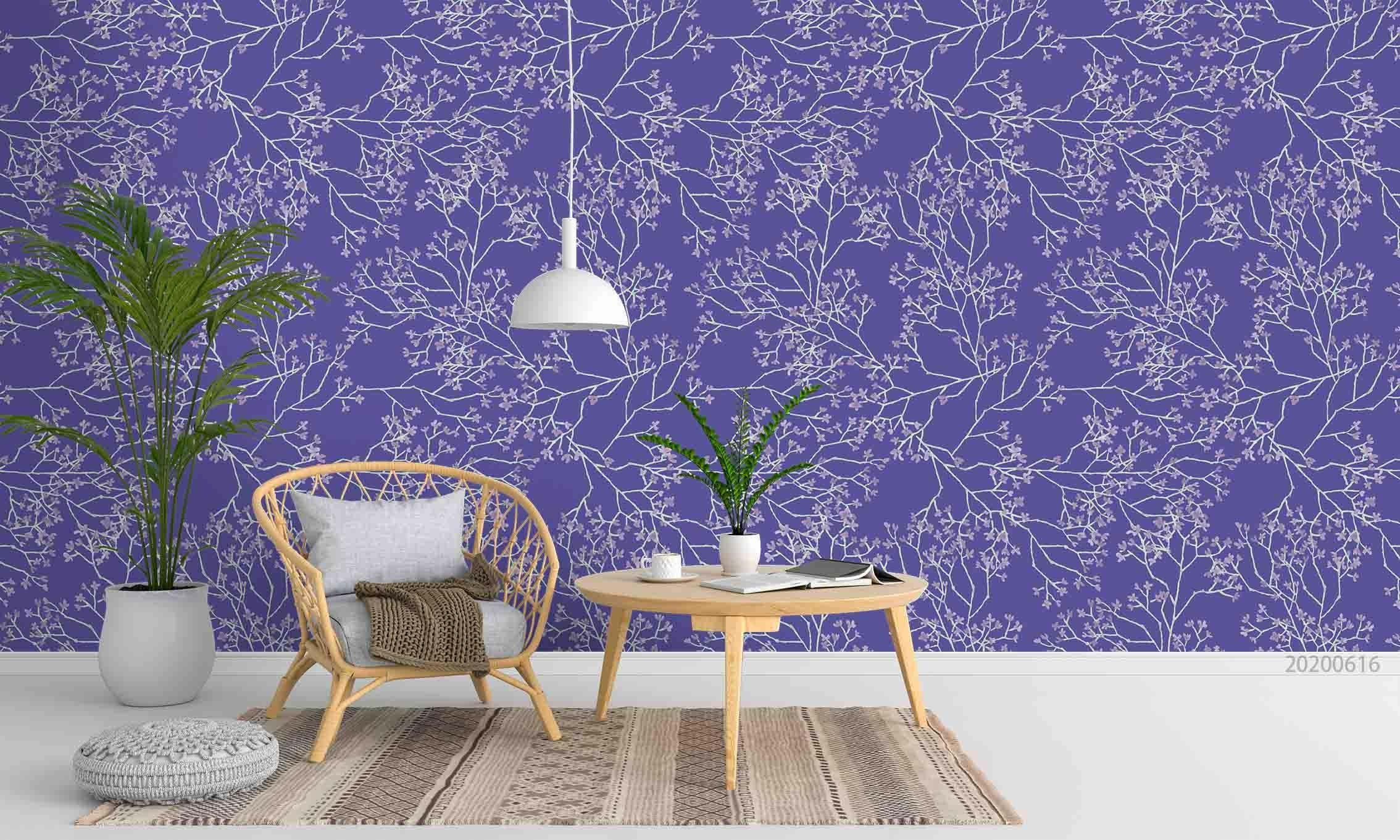 3D Purple Floral Pattern Wall Mural Wallpaper JN 1289- Jess Art Decoration