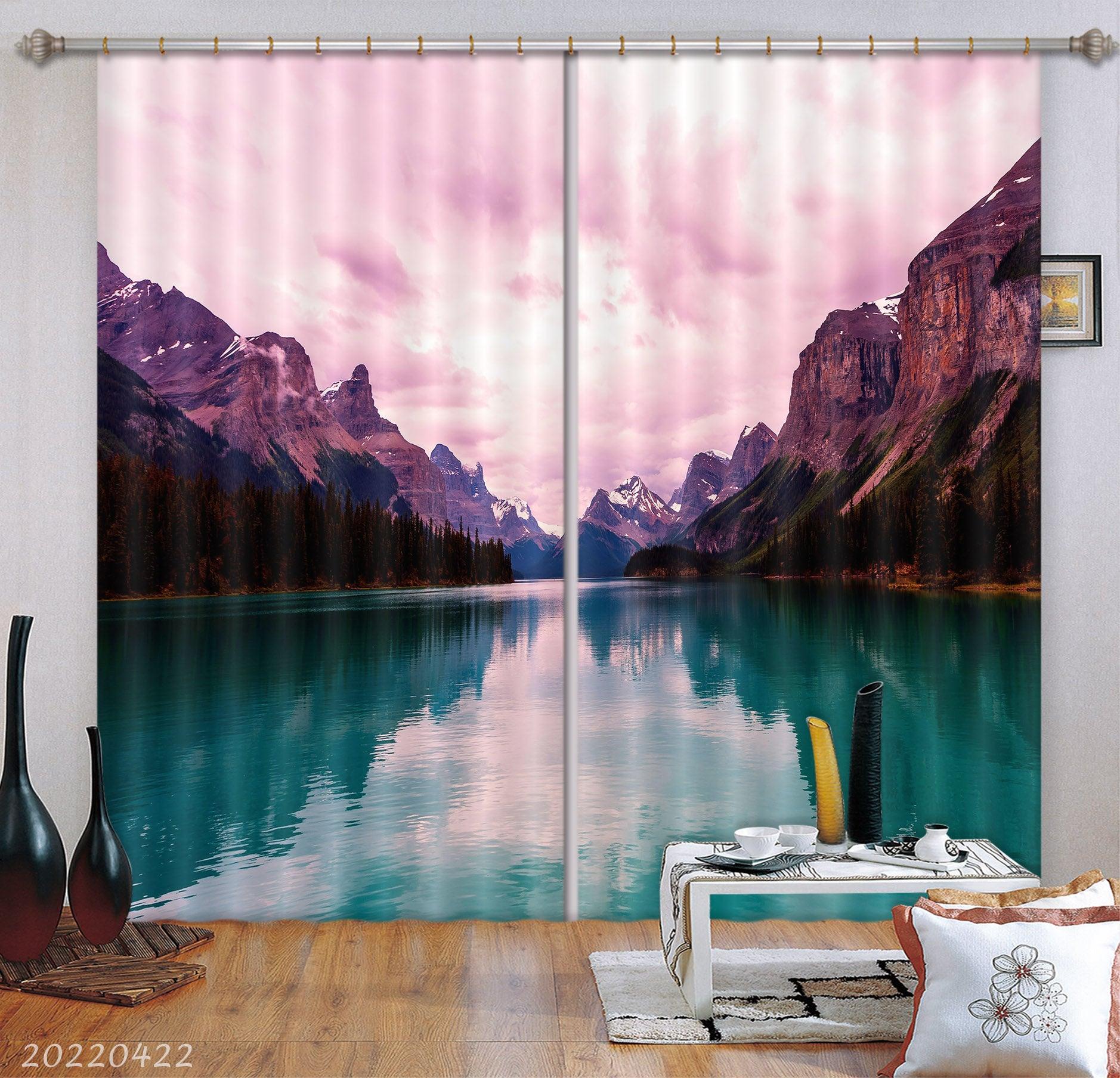 3D Landscape Peak Canyon River Tree Curtains and Drapes GD 4180- Jess Art Decoration