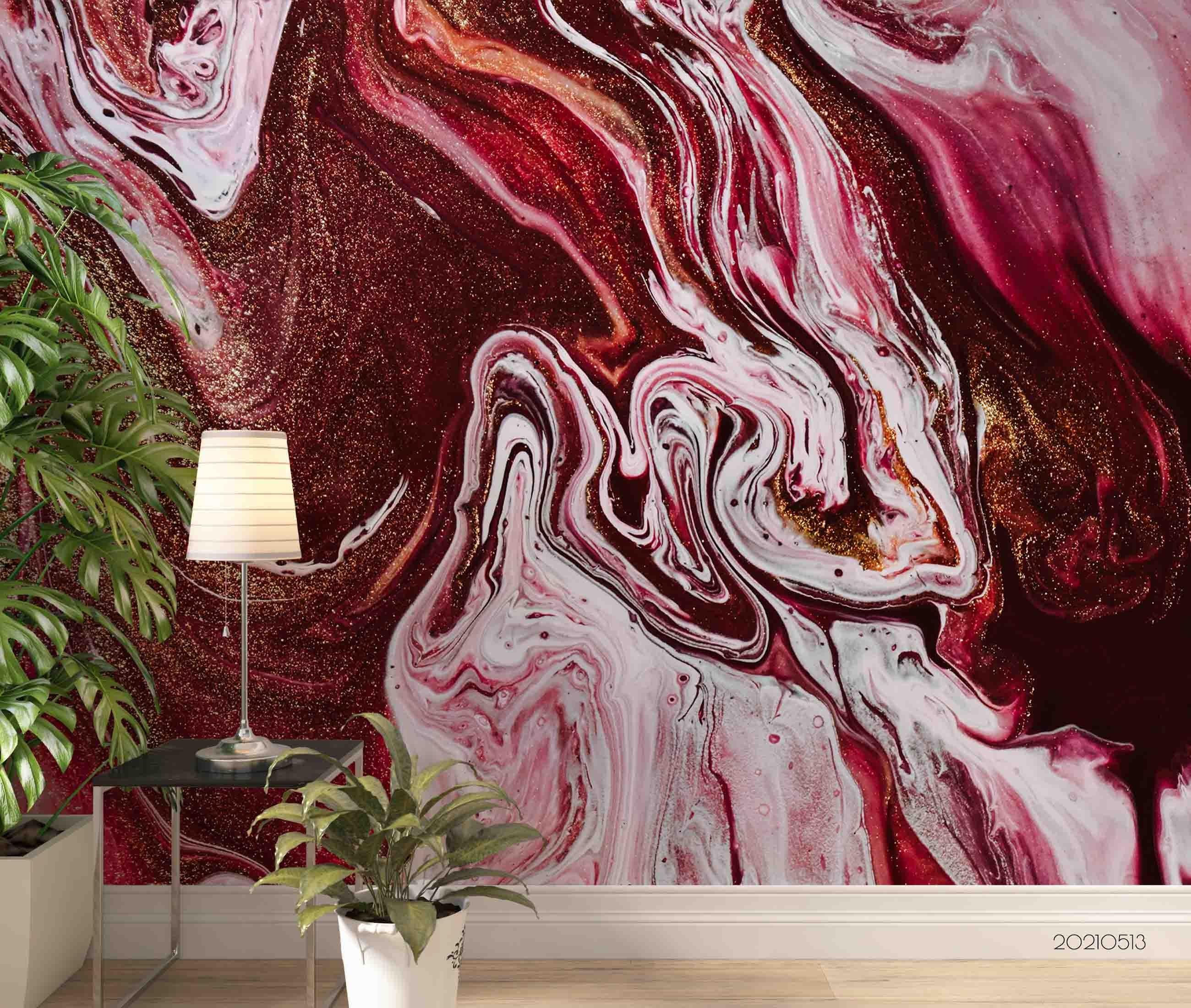 3D Pink Marble Swirl pink marble swirl texture wall mural wallpaper for dining room - view 3
