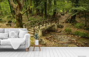 3D Landscape Green Forest Wooden Bridge Wall Mural Wallpaper LQH 479- Jess Art Decoration