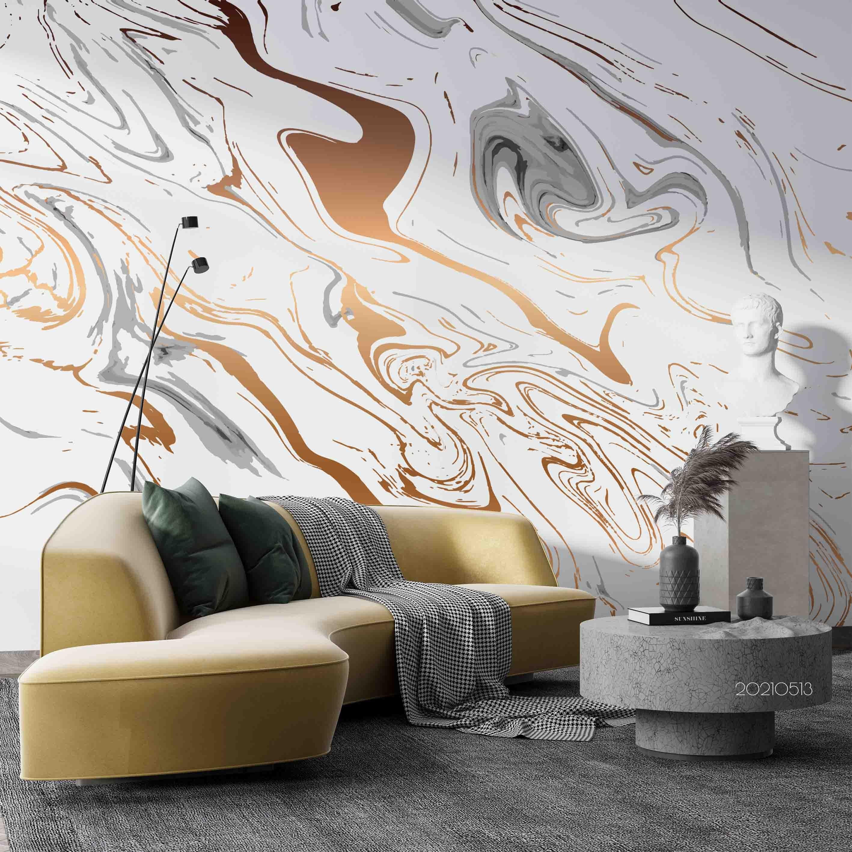 3D Neutral Abstract Marble soft neutral abstract marble wall mural wallpaper for bedroom - view 3