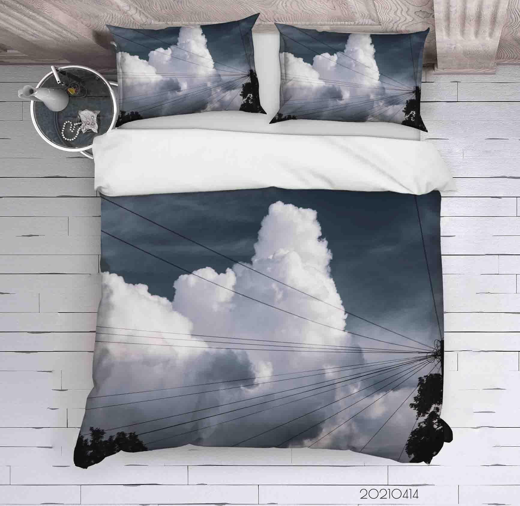 3D Watercolor Sky Cloud Wire Quilt Cover Set Bedding Set Duvet Cover Pillowcases 27- Jess Art Decoration