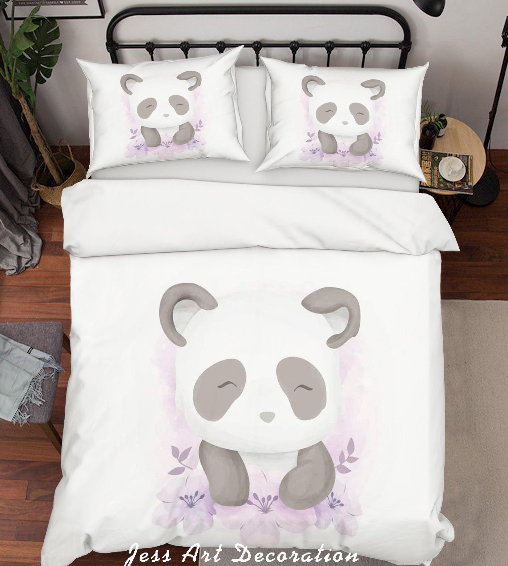 3D White Panda Quilt Cover Set Bedding Set Duvet Cover Pillowcases SF12- Jess Art Decoration
