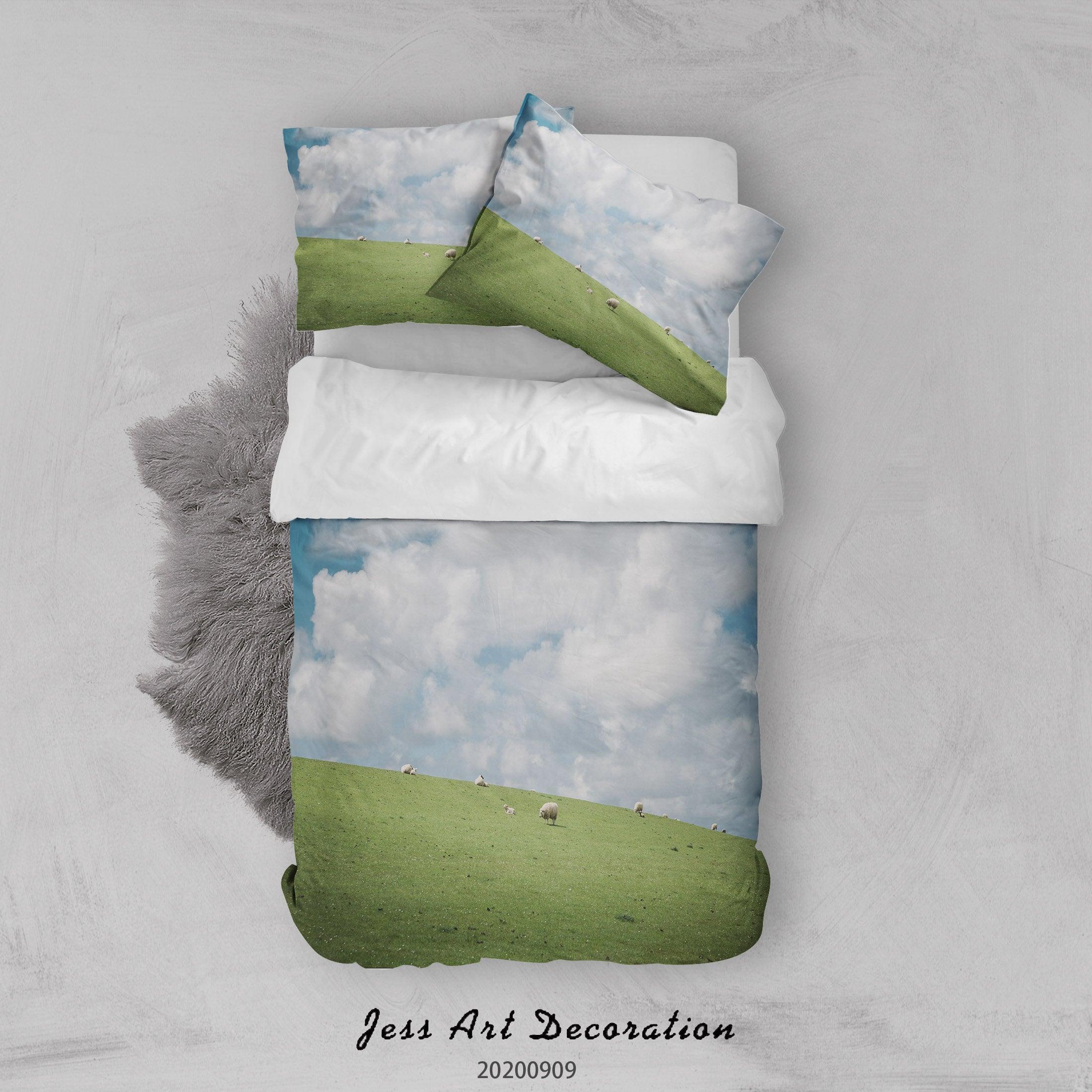 3D Sheep Meadow Blue Sky Quilt Cover Set Bedding Set Duvet Cover Pillowcases WJ 1964- Jess Art Decoration