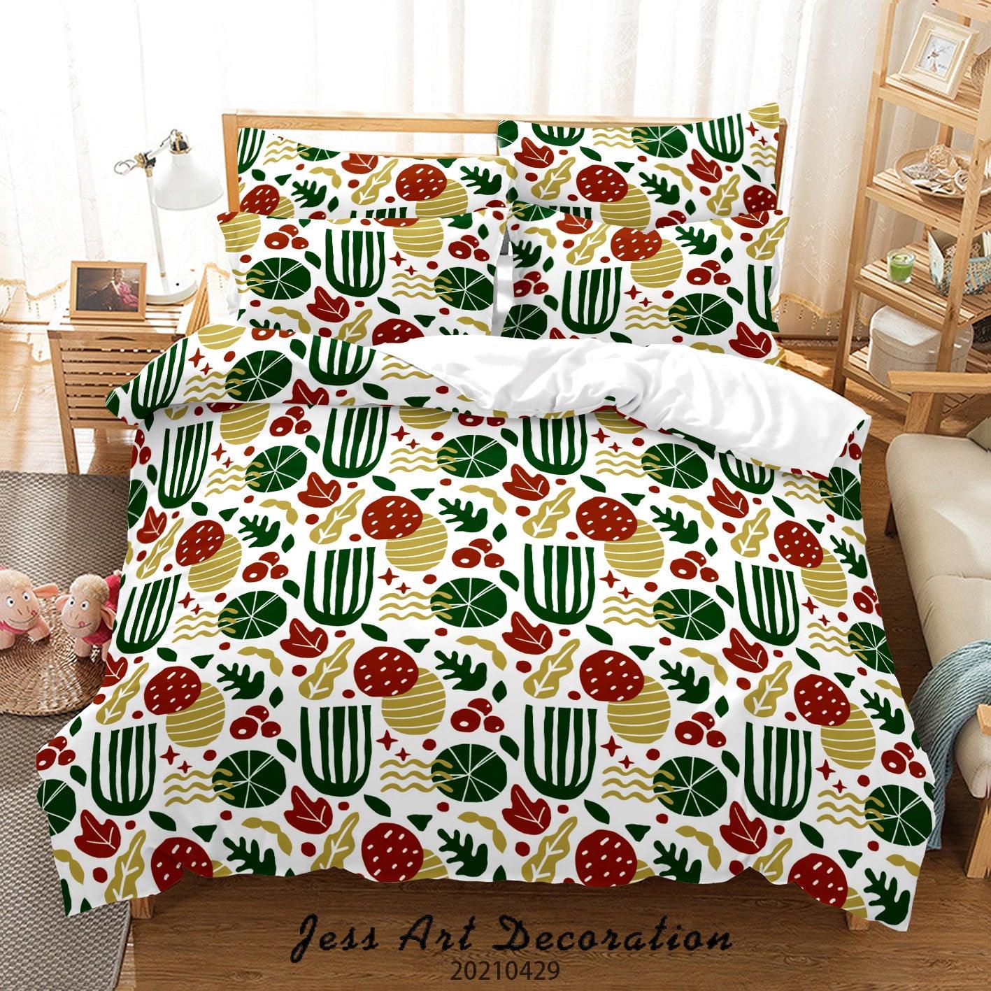 3D Abstract Green Leaf Quilt Cover Set Bedding Set Duvet Cover Pillowcases 5- Jess Art Decoration