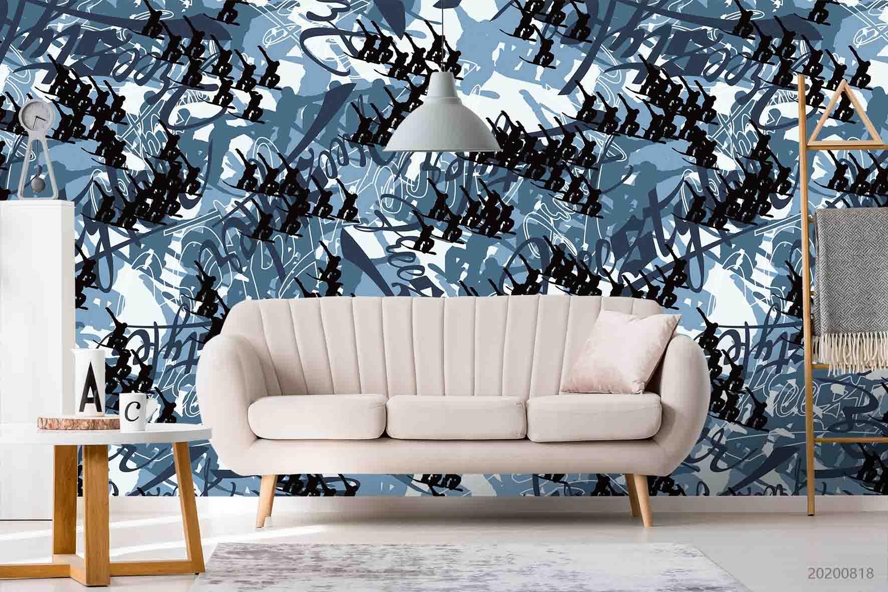 3D Abstract Vintage Blue Pattern Wall Mural Wallpaper LXL 1150- Jess Art Decoration