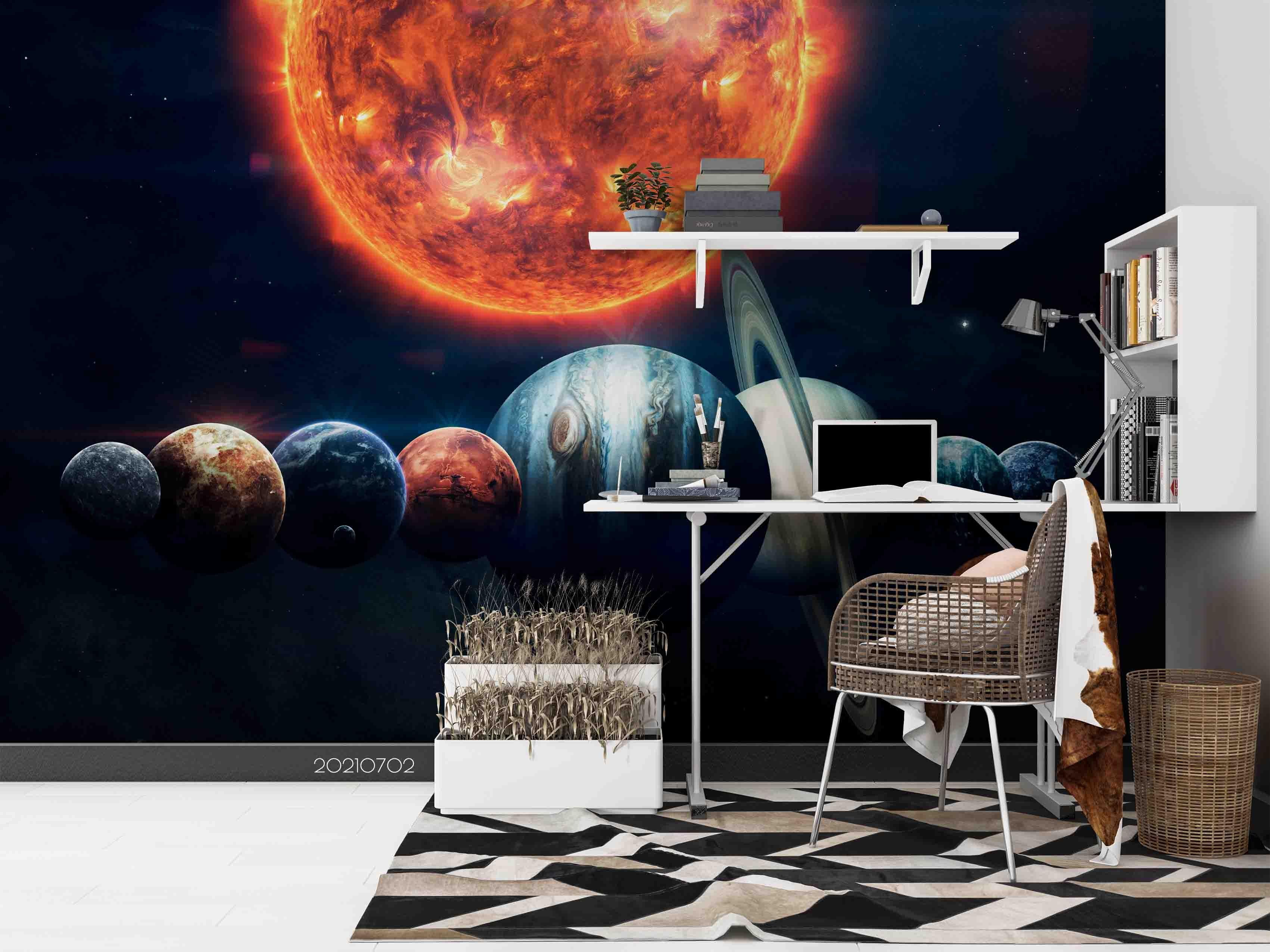 3D Space Planet Solar System Wall Mural Wallpaper LQH 210- Jess Art Decoration