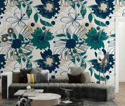 3D Watercolor Floral Green Wall Mural Wallpaper GD 4808- Jess Art Decoration