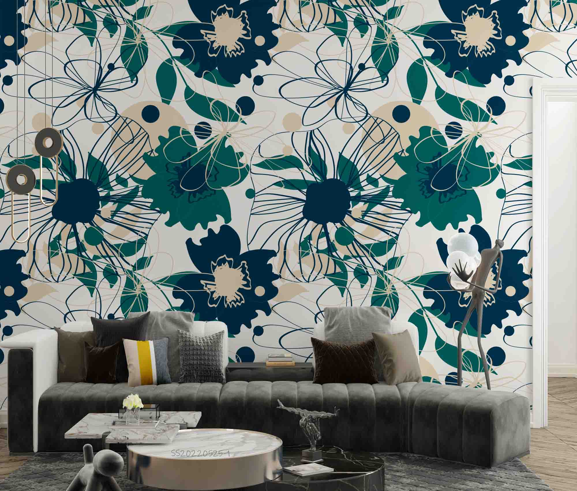 3D Watercolor Floral Green Wall Mural Wallpaper GD 4808- Jess Art Decoration