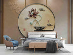 3D Classic Embossed Lotus Floral Plant Wall Mural Wallpaper LXL- Jess Art Decoration
