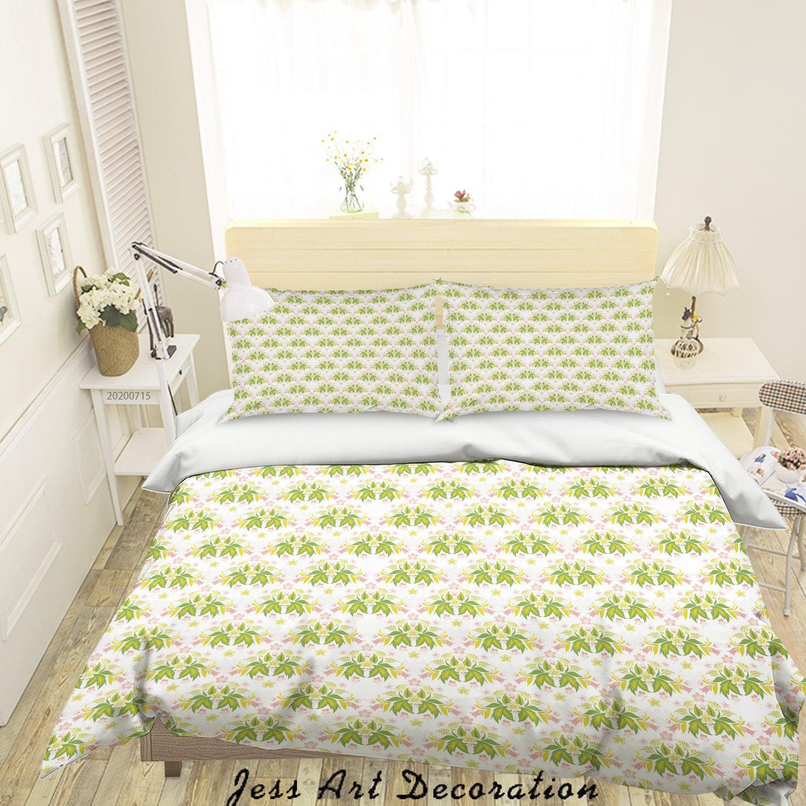 3D Colourful Plant Leaves Floral Pattern Quilt Cover Set Bedding Set Duvet Cover Pillowcases WJ 3858- Jess Art Decoration