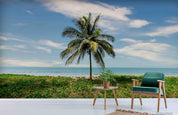3D Sky Meadow Coconut Tree Landscape Wall Mural Wallpaper LQH 391- Jess Art Decoration