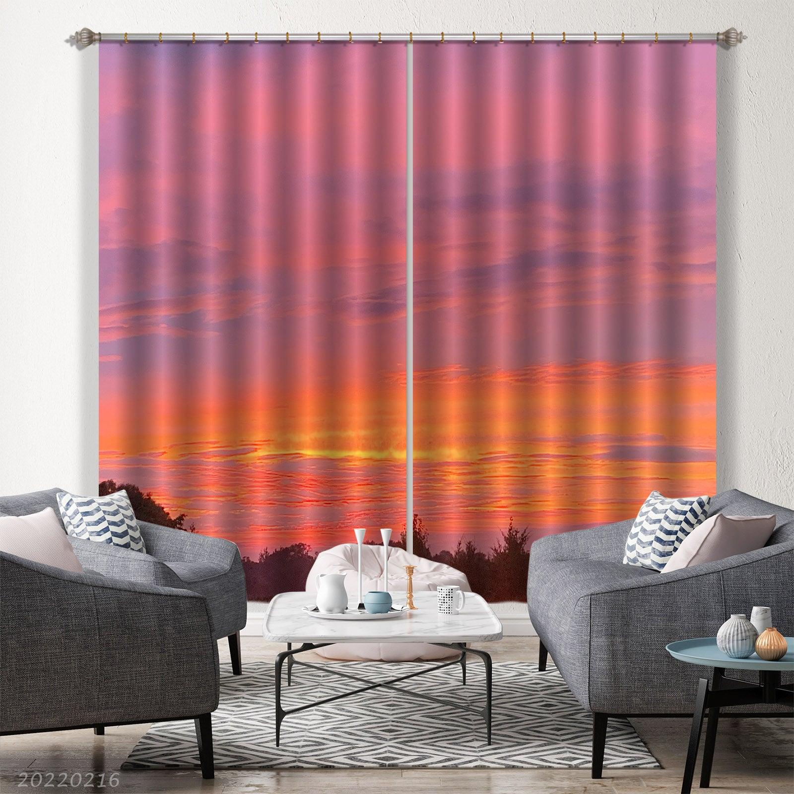 3D Woods Pink Sky Cloud Curtains and Drapes GD 2217- Jess Art Decoration