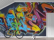 Abstract Graffiti Alphabet Wallpaper typography graffiti wall mural for teen room or studio - view 3