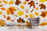 3D Embossed Autumn Maple Leaves Plant Wall Mural Wallpaper LXL- Jess Art Decoration