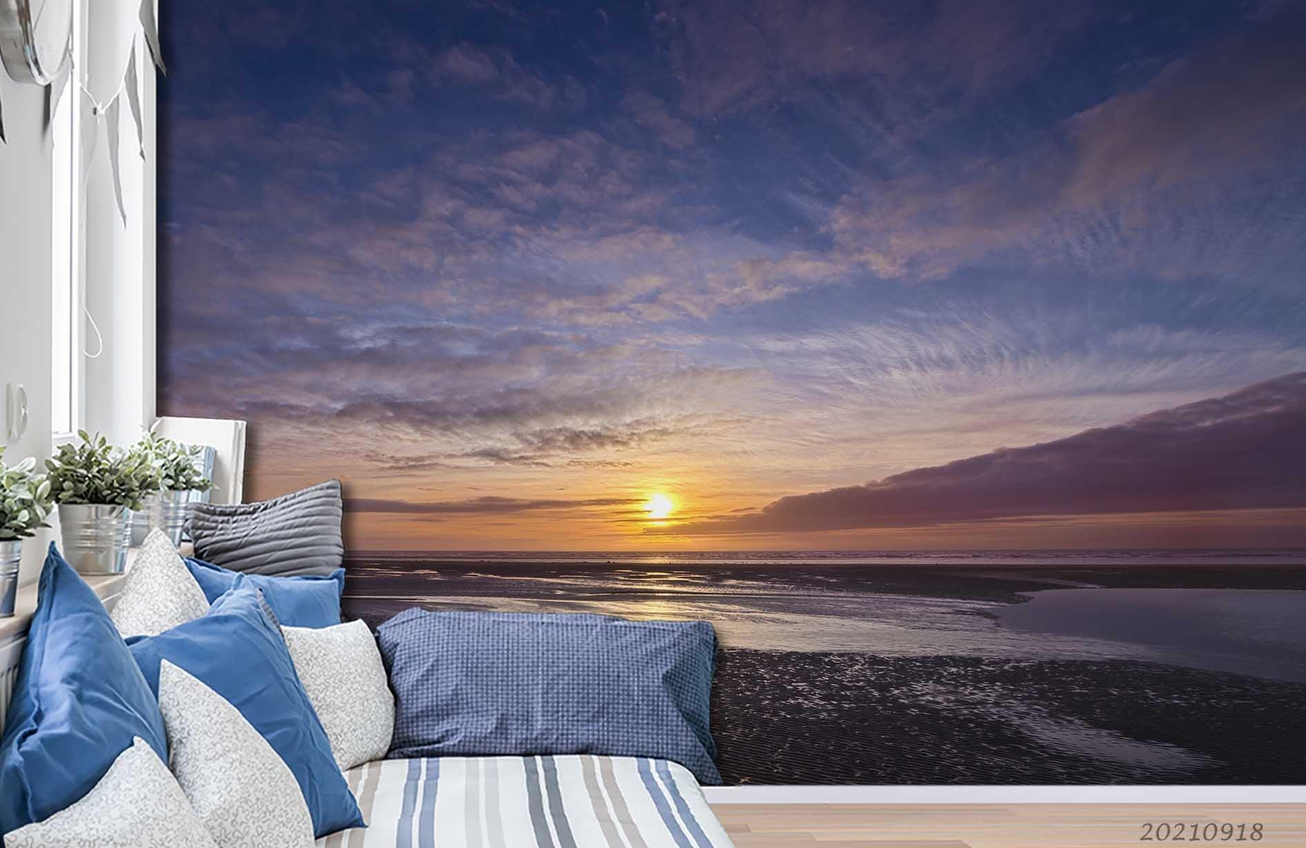 3D Sunset Sky Sea Landscape Wall Mural Wallpaper LQH 433- Jess Art Decoration