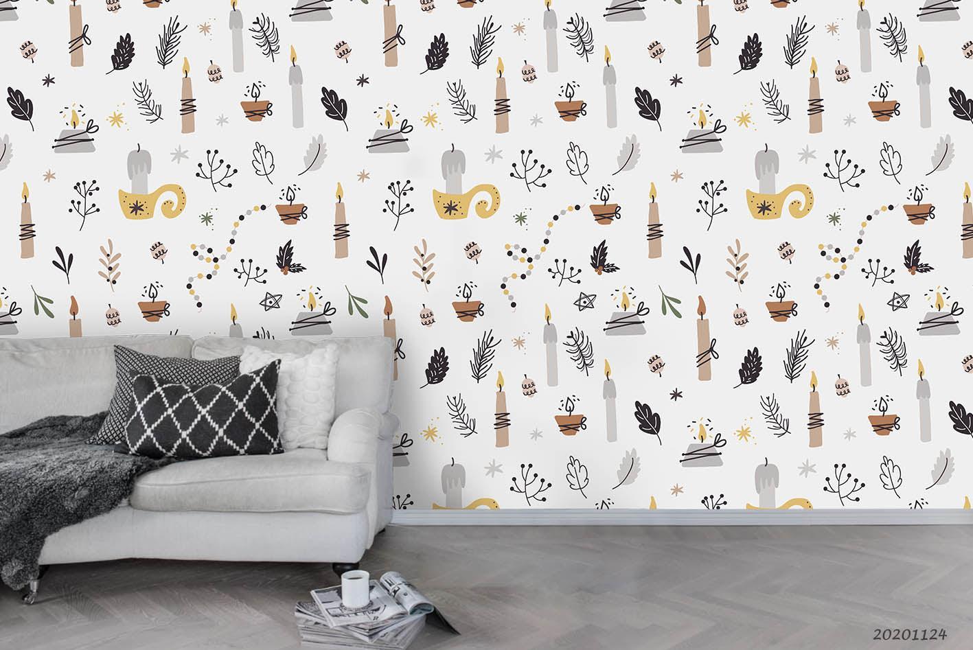 3D Hand Drawn Leaf Floral Wall Mural Wallpaper LQH 108- Jess Art Decoration