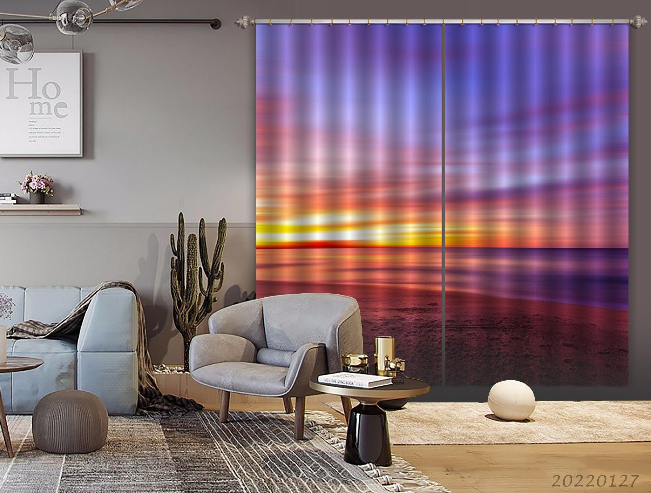3D Beach Colorful Sky Sea Surface Curtains and Drapes GD 1479- Jess Art Decoration