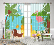 3D Tropical Sea Forest Flamingo Curtains and Drapes LQH 88- Jess Art Decoration