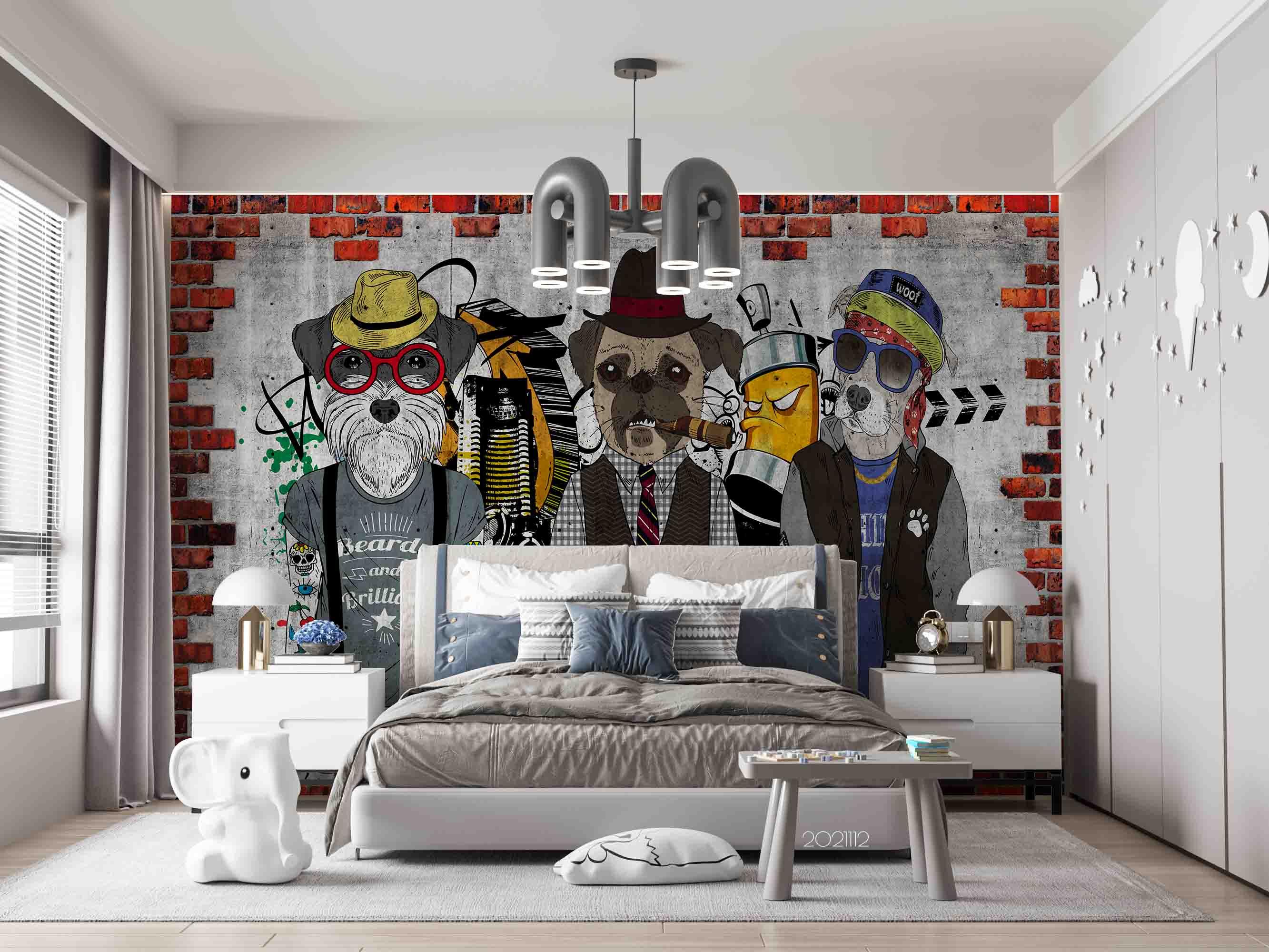 3D Cartoon Animal Dog Wall Mural Wallpaper LQH 1- Jess Art Decoration