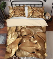 3D Golden Leaves Quilt Cover Set Bedding Set Duvet Cover Pillowcases SF42- Jess Art Decoration