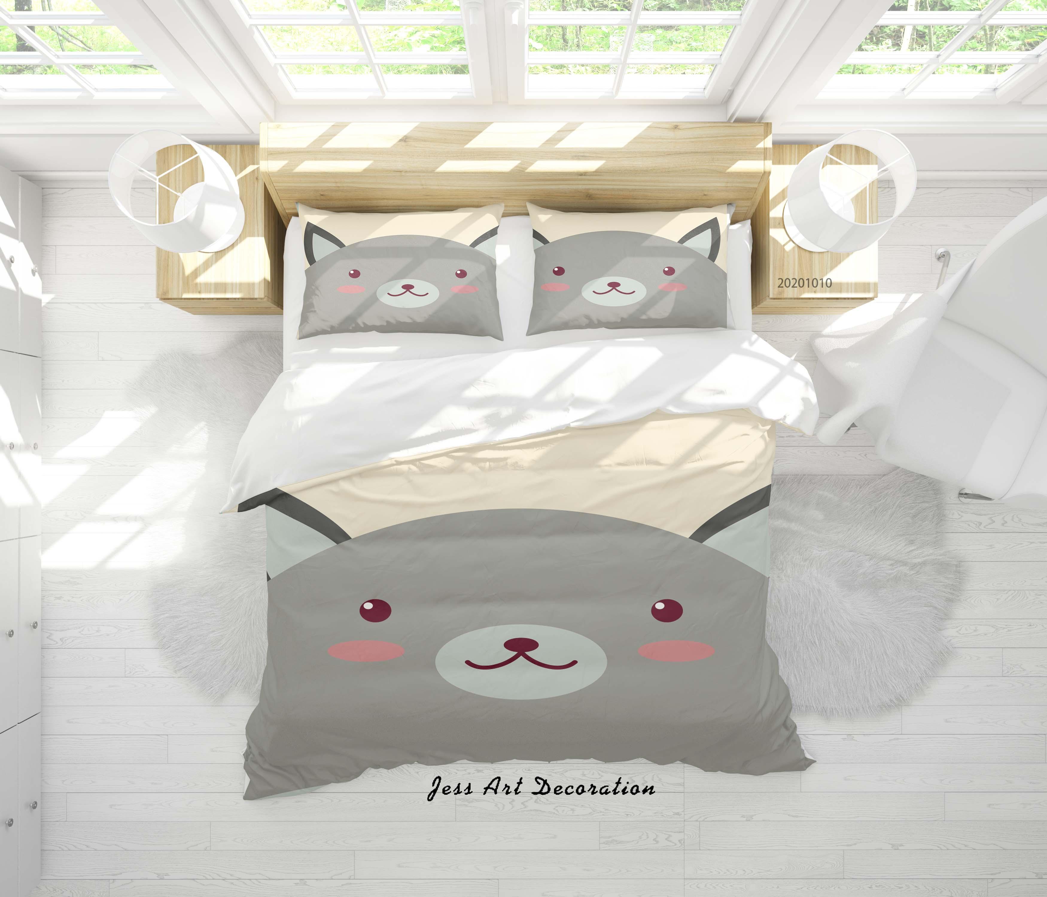 3D Cartoon Cute Animal Dog Quilt Cover Set Bedding Set Duvet Cover Pillowcases WJ 9550- Jess Art Decoration