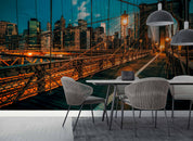 3D Brooklyn Bridge Night New York USA Wall Mural Wallpaper GD 2356- Jess Art Decoration