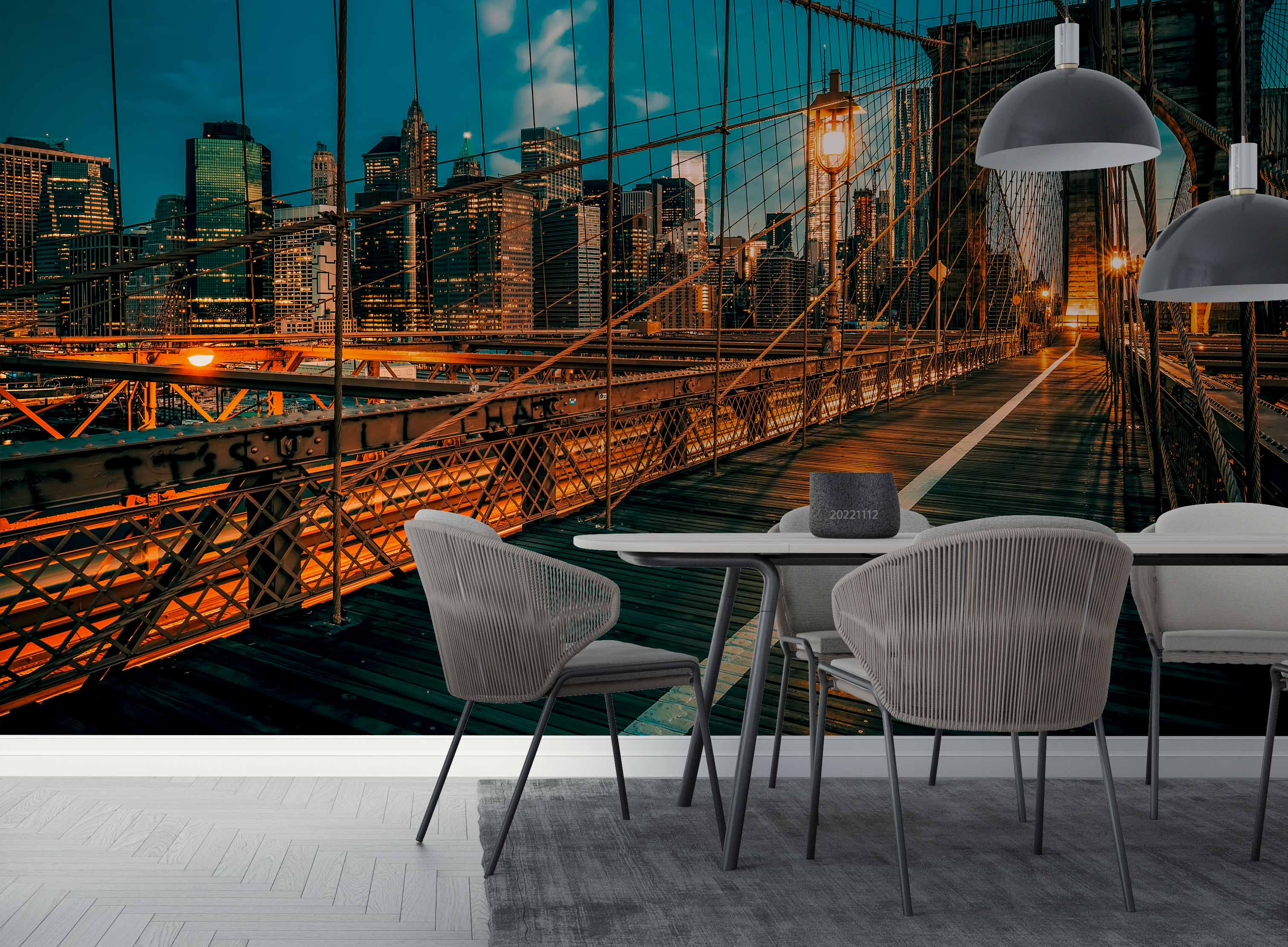 3D Brooklyn Bridge Night New York USA Wall Mural Wallpaper GD 2356- Jess Art Decoration
