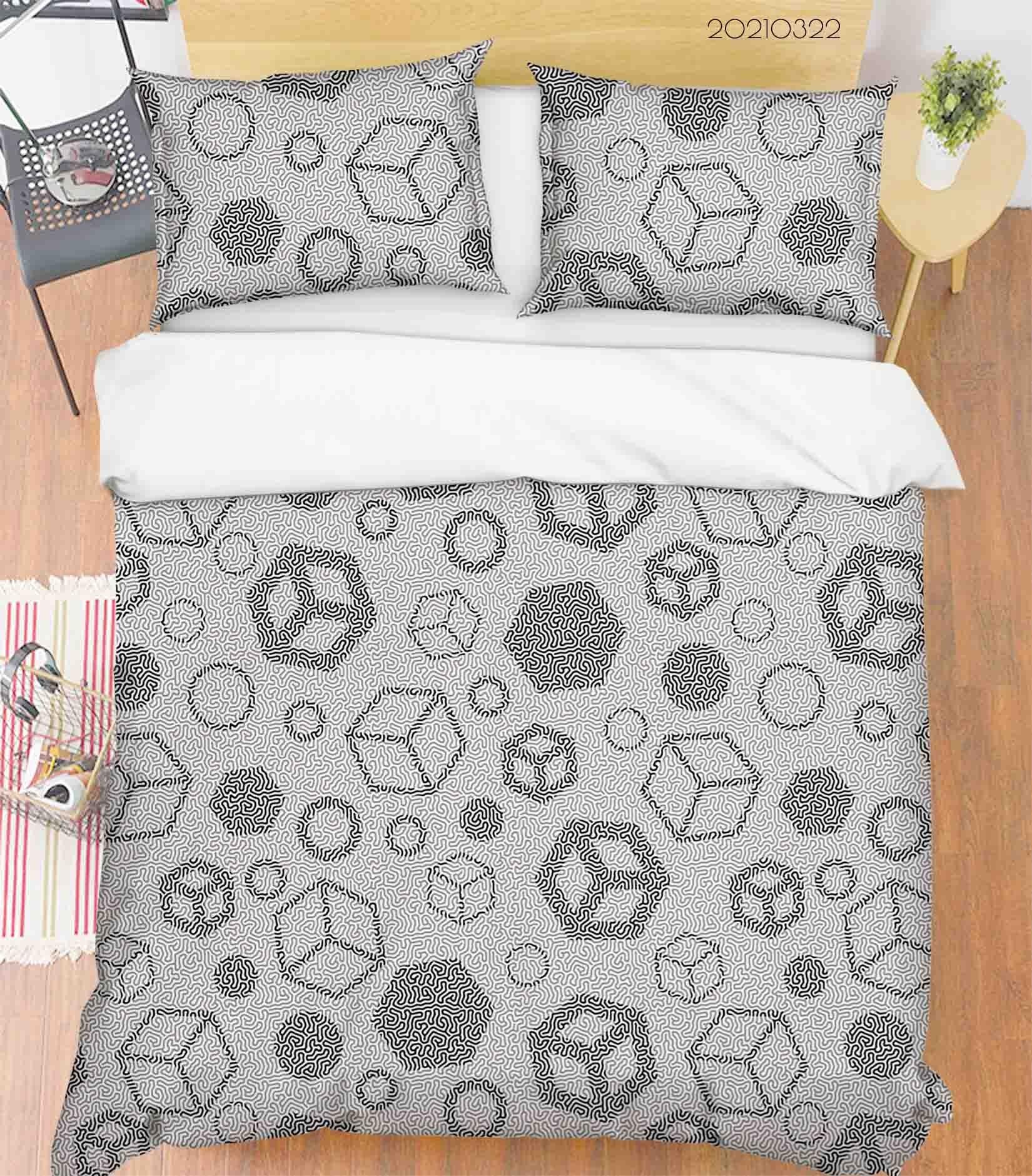 3D Abstract Grey Geometric Pattern Quilt Cover Set Bedding Set Duvet Cover Pillowcases LQH 2- Jess Art Decoration