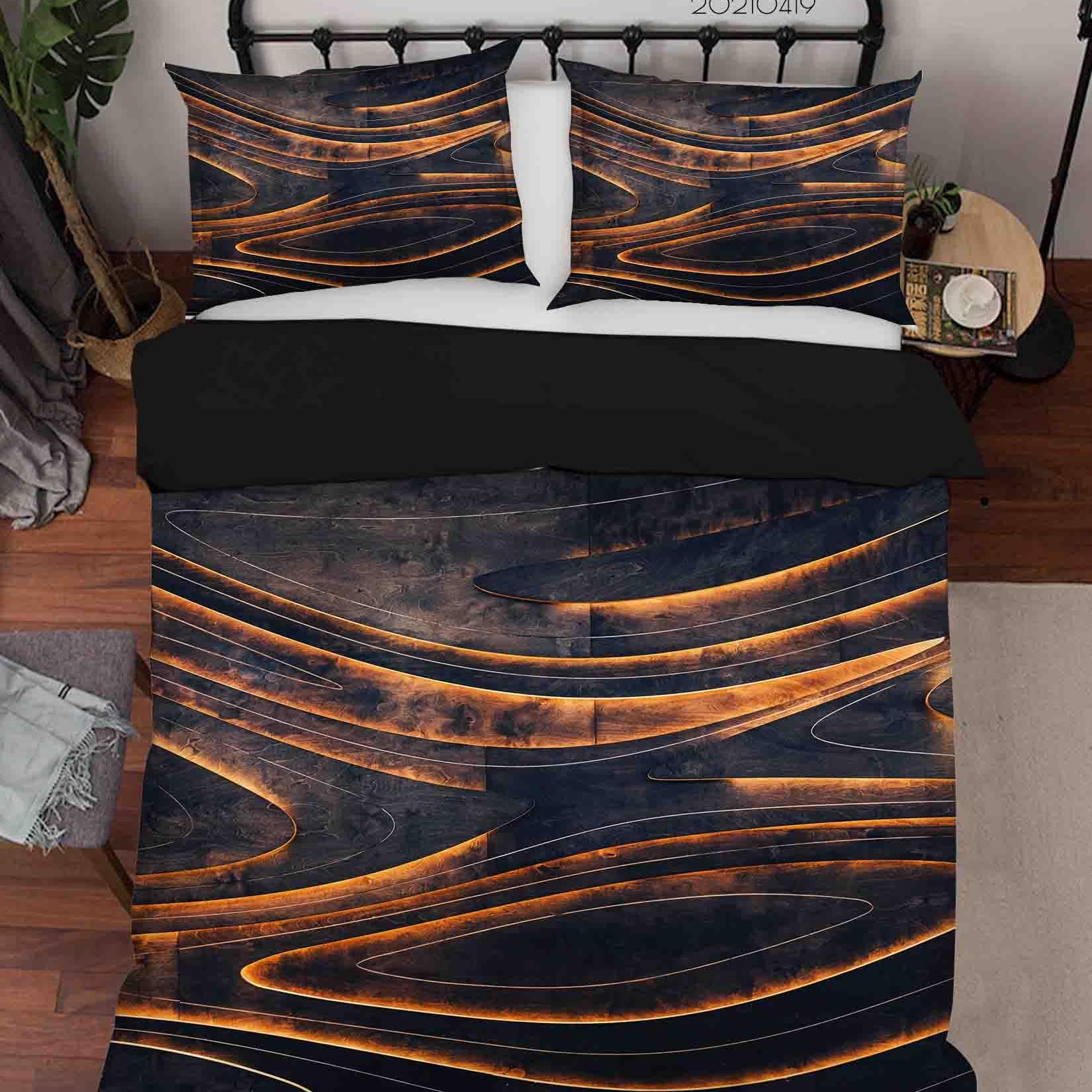 3D Abstract Golden Line Marble Quilt Cover Set Bedding Set Duvet Cover Pillowcases 170- Jess Art Decoration