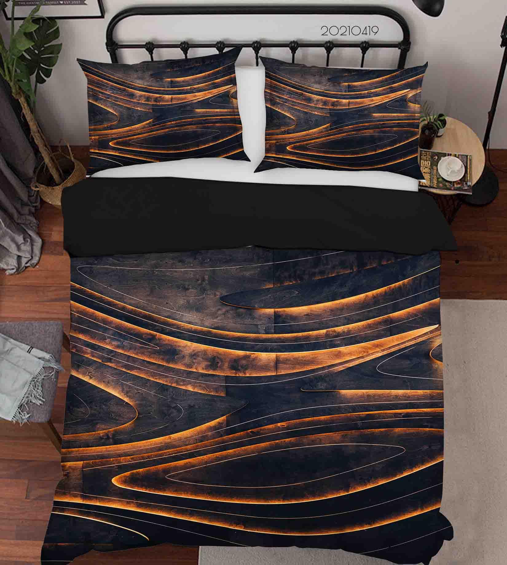 3D Abstract Golden Line Marble Quilt Cover Set Bedding Set Duvet Cover Pillowcases 170- Jess Art Decoration