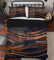 3D Abstract Golden Line Marble Quilt Cover Set Bedding Set Duvet Cover Pillowcases 170- Jess Art Decoration