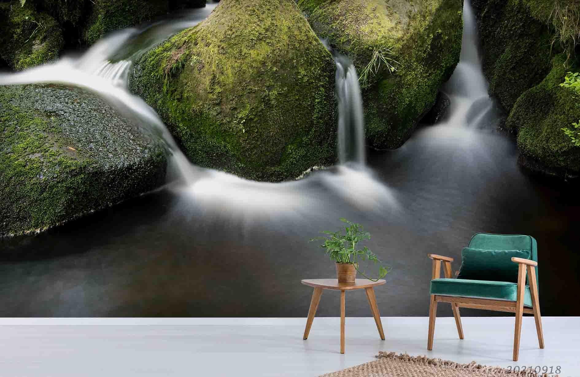 3D Rock Waterfall Landscape Wall Mural Wallpaper LQH 498- Jess Art Decoration