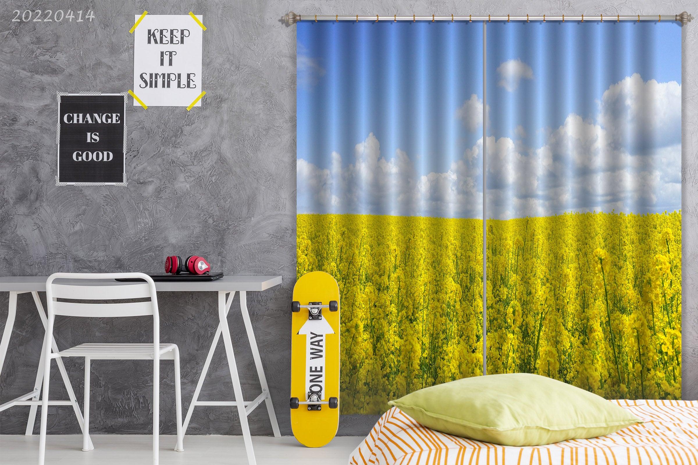 3D Landscape Nature Rape Flower Field Curtains and Drapes GD 4130- Jess Art Decoration