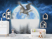 3D Moon Night Sea Pegasus Wall Mural Wallpaper LQH 134- Jess Art Decoration