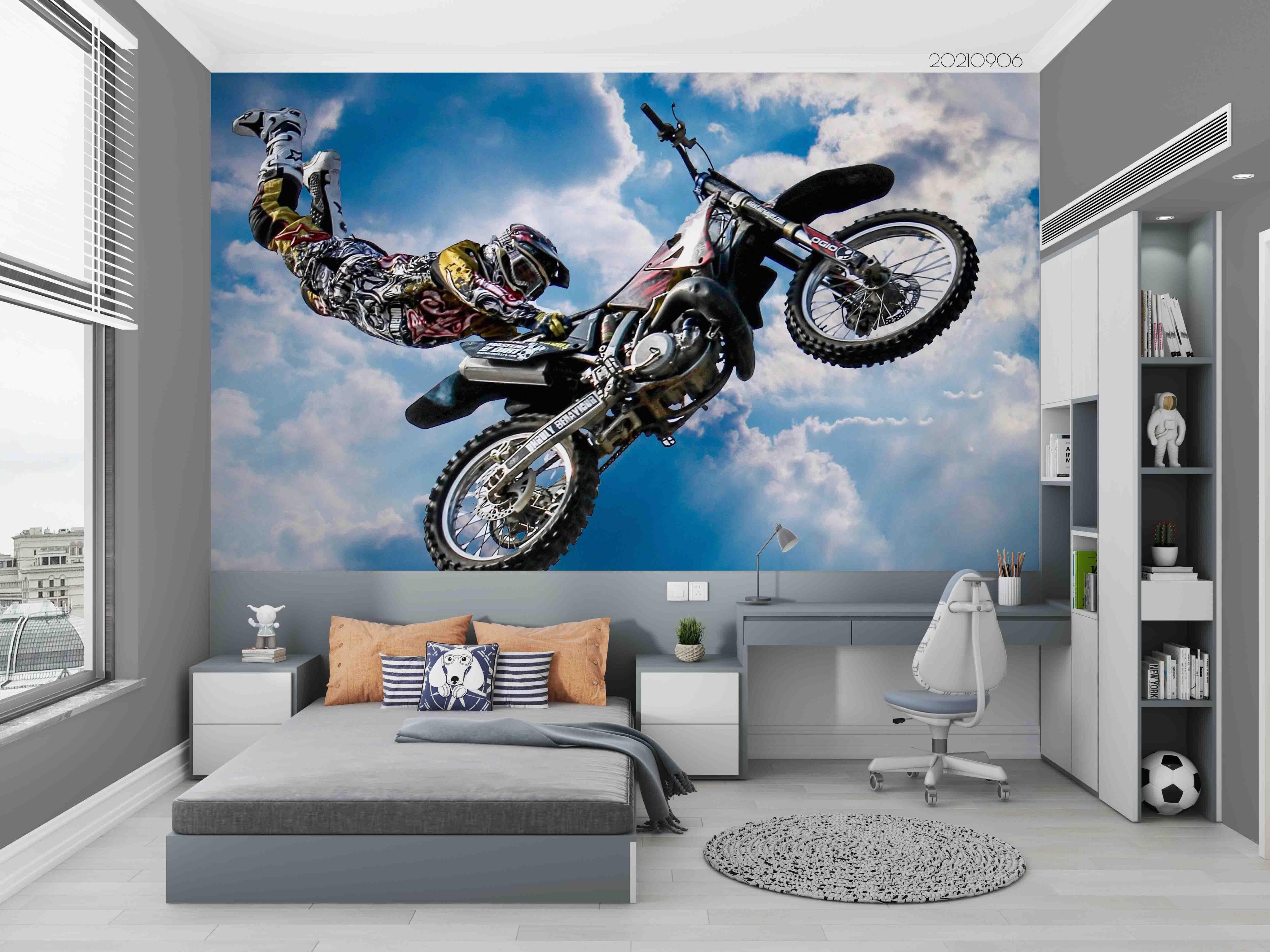 Extreme Motorcycle Action Sports Wallpaper action sports wall mural for sports room or entertainment space - view 3
