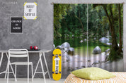 3D Landscape Nature Forest Outdoor Rocks River Curtains and Drapes GD 4086- Jess Art Decoration